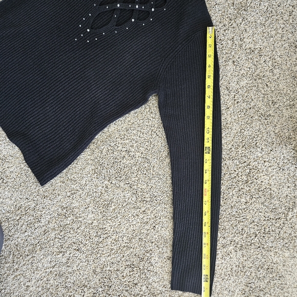 Newport  News Black Bling Turtleneck Sz Large Bodycon Y2K Whimsigoth Turtleneck - Picture 9 of 9